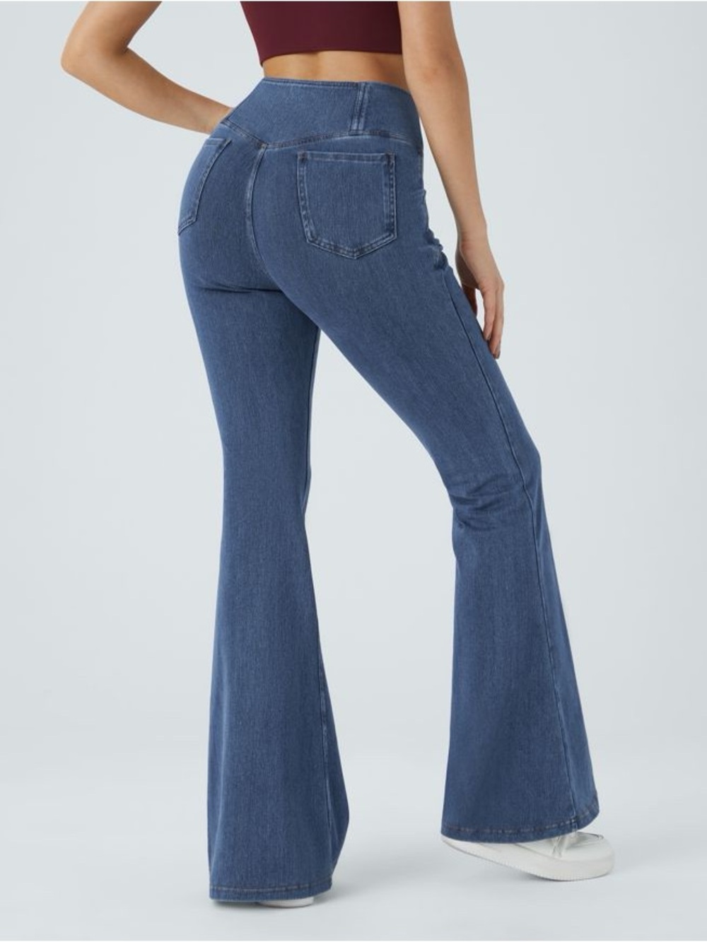 NWT Halara Flex high Waisted Crossover Pocket Washed flare Jeans size medium - Picture 2 of 10